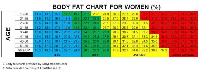 Body Fat Chart for Women
